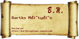 Bartko Mátyás névjegykártya